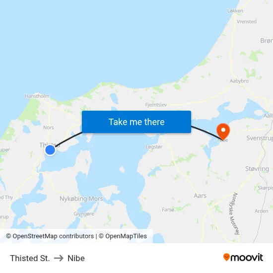 Thisted St. to Nibe map