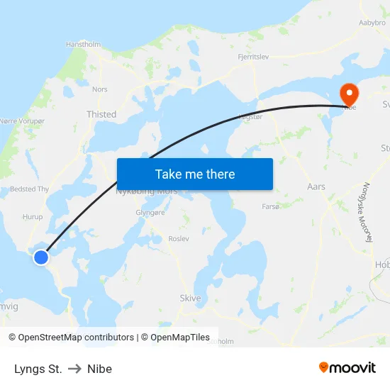 Lyngs St. to Nibe map
