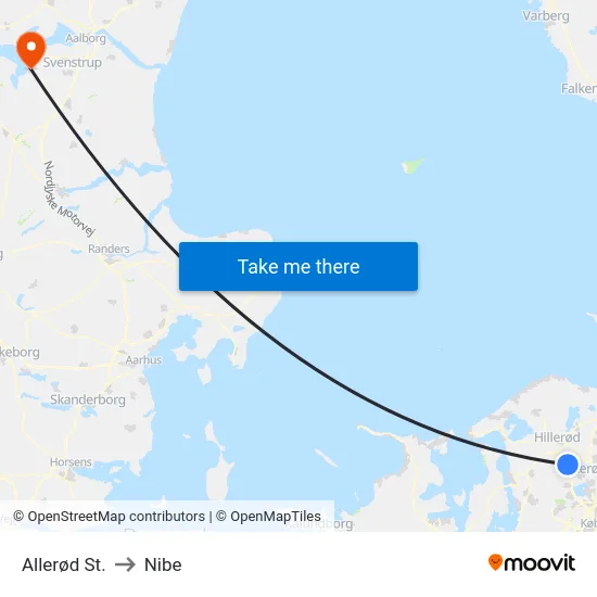 Allerød St. to Nibe map