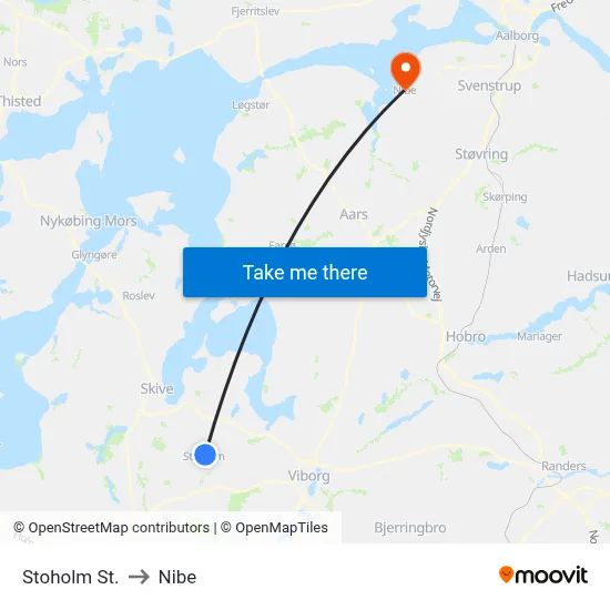 Stoholm St. to Nibe map