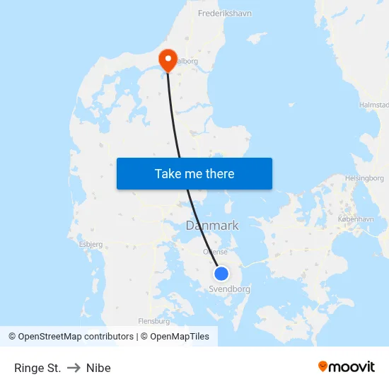 Ringe St. to Nibe map