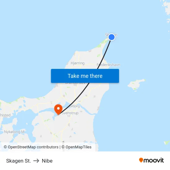Skagen St. to Nibe map