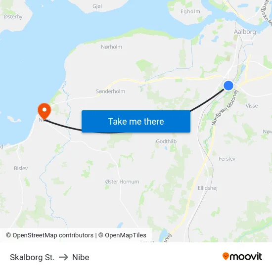 Skalborg St. to Nibe map