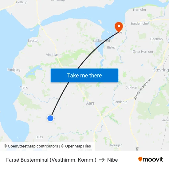 Farsø Busterminal (Vesthimm. Komm.) to Nibe map