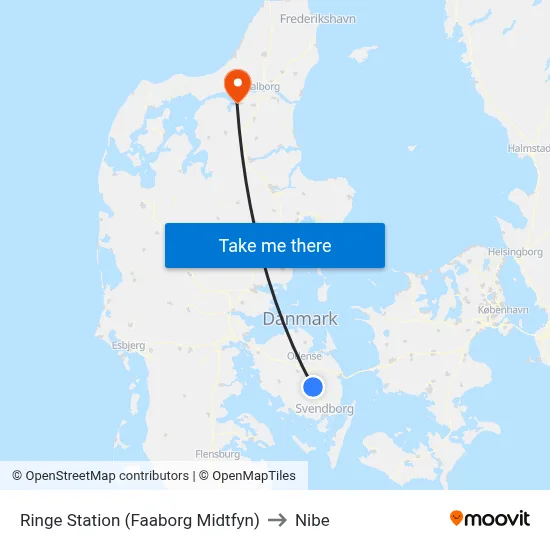 Ringe Station (Faaborg Midtfyn) to Nibe map