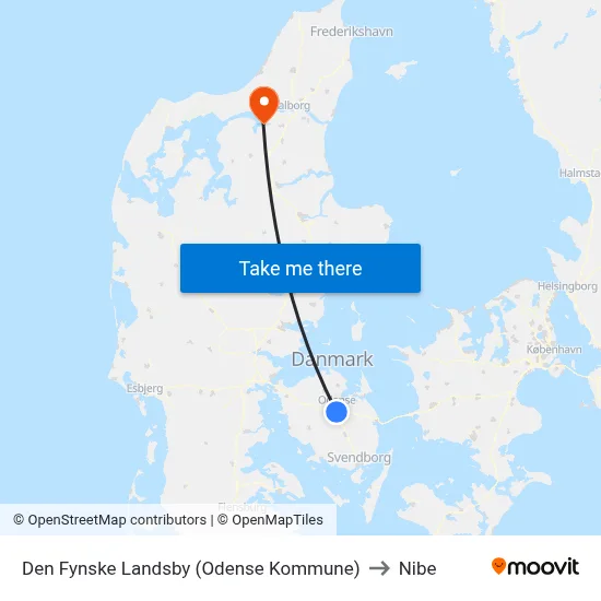 Den Fynske Landsby (Odense Kommune) to Nibe map