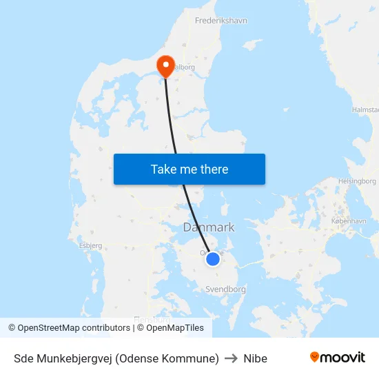 Sde Munkebjergvej (Odense Kommune) to Nibe map