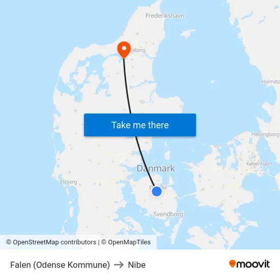 Falen (Odense Kommune) to Nibe map