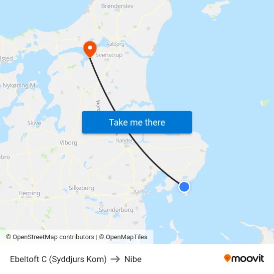 Ebeltoft C (Syddjurs Kom) to Nibe map