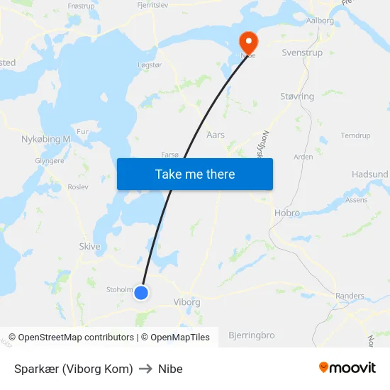 Sparkær (Viborg Kom) to Nibe map
