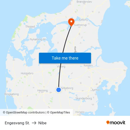 Engesvang St. to Nibe map