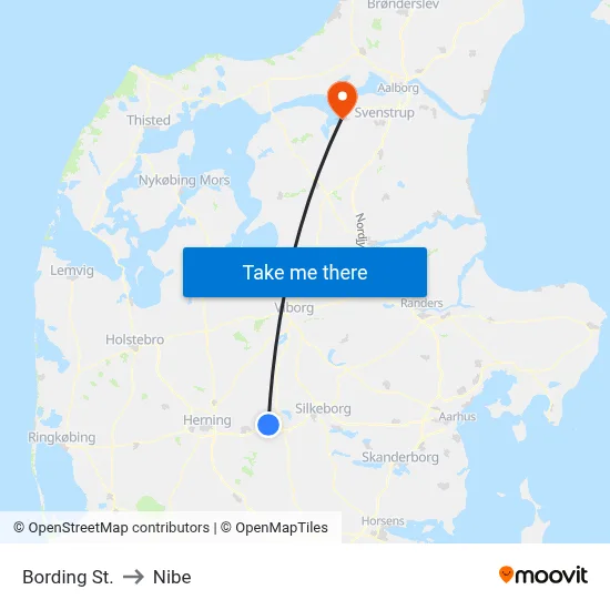 Bording St. to Nibe map