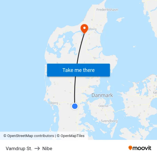 Vamdrup St. to Nibe map