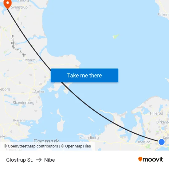 Glostrup St. to Nibe map
