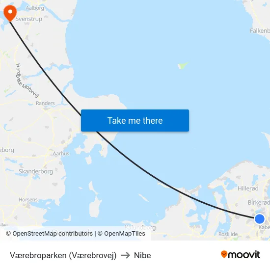 Værebroparken (Værebrovej) to Nibe map
