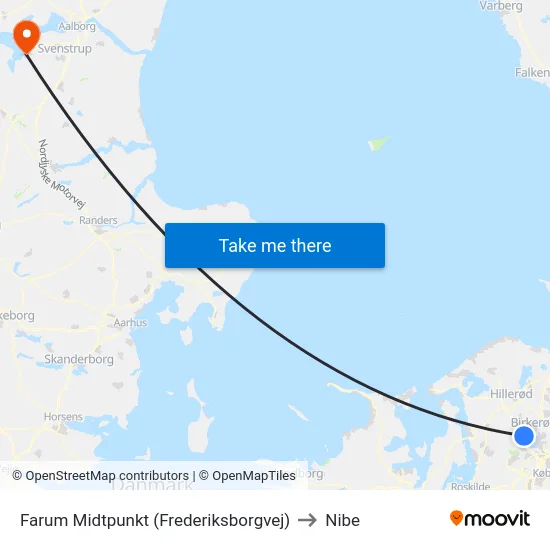 Farum Midtpunkt (Frederiksborgvej) to Nibe map