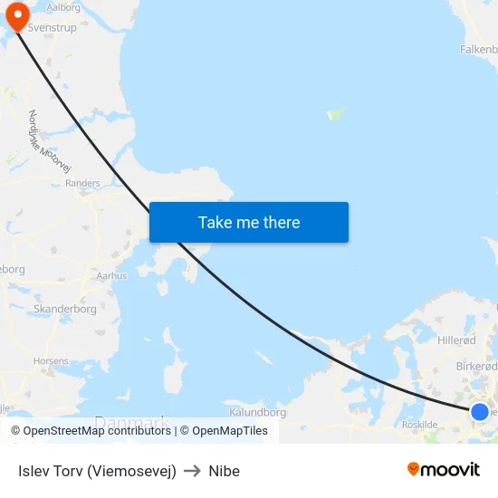 Islev Torv (Viemosevej) to Nibe map