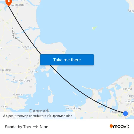 Sønderby Torv to Nibe map