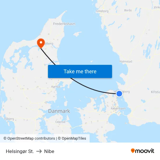Helsingør St. to Nibe map