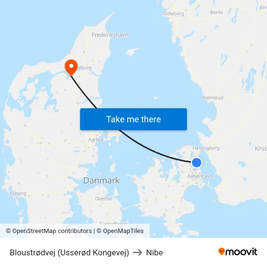 Bloustrødvej (Usserød Kongevej) to Nibe map