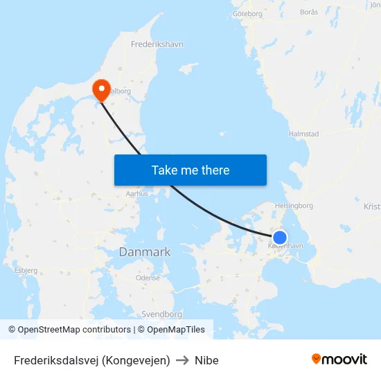 Frederiksdalsvej (Kongevejen) to Nibe map