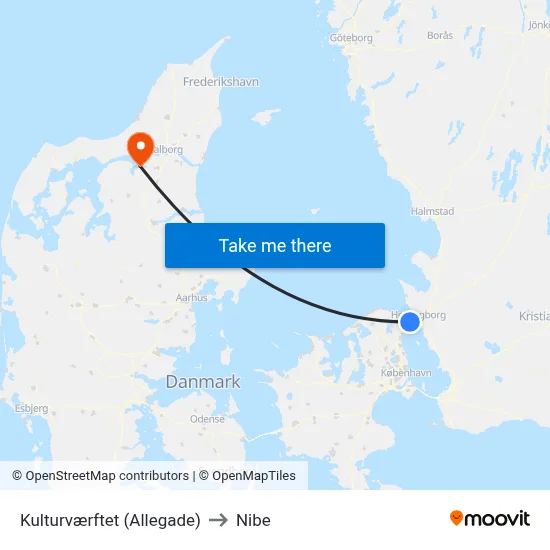 Kulturværftet (Allegade) to Nibe map