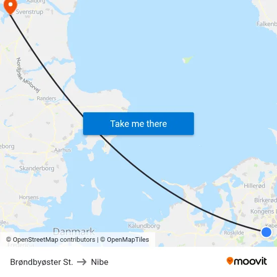 Brøndbyøster St. to Nibe map