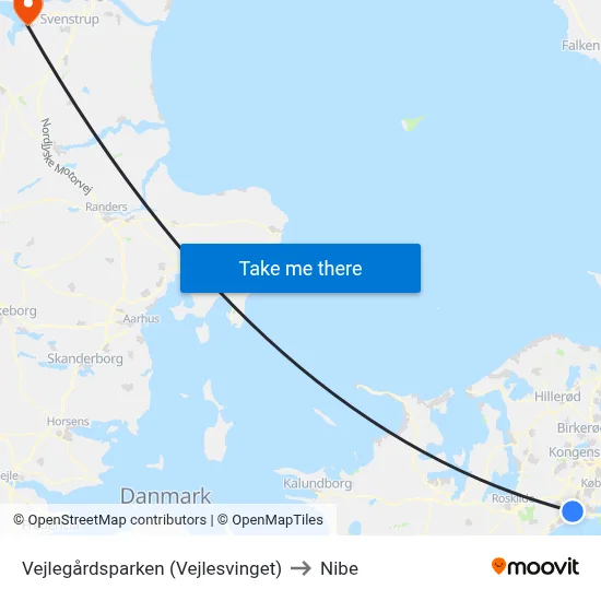 Vejlegårdsparken (Vejlesvinget) to Nibe map