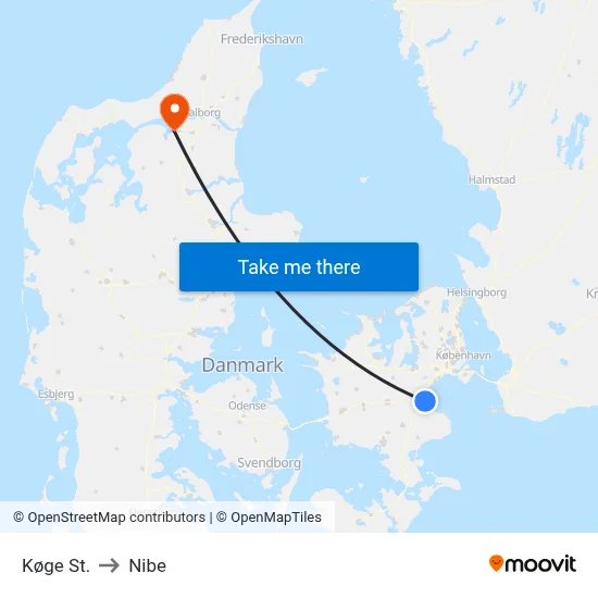 Køge St. to Nibe map