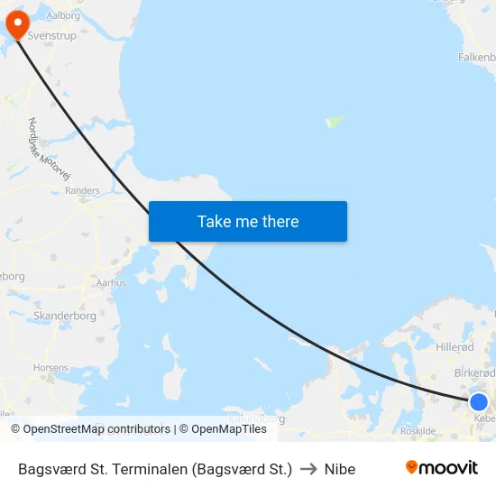 Bagsværd St. Terminalen (Bagsværd St.) to Nibe map