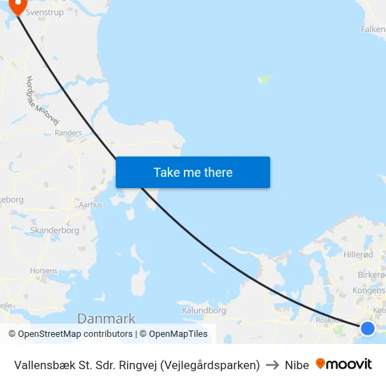 Vallensbæk St. Sdr. Ringvej (Vejlegårdsparken) to Nibe map