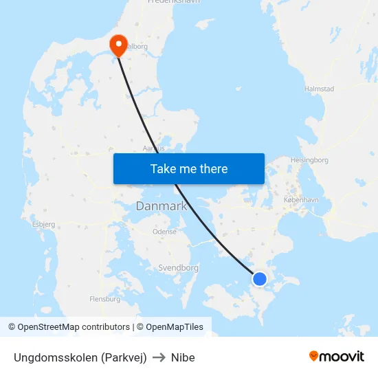 Ungdomsskolen (Parkvej) to Nibe map