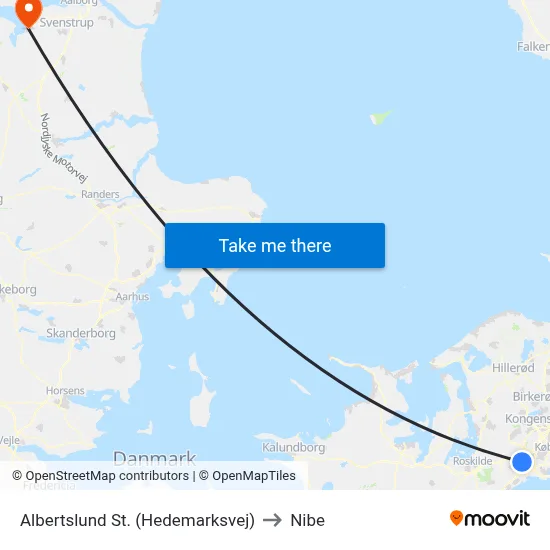 Albertslund St. (Hedemarksvej) to Nibe map