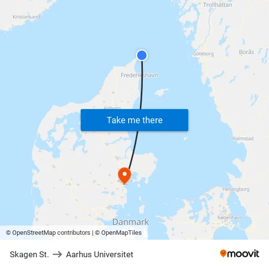 Skagen St. to Aarhus Universitet map