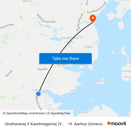 Ulvehavevej V Karetmagervej (Vejle) to Aarhus Universitet map