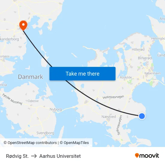 Rødvig St. to Aarhus Universitet map