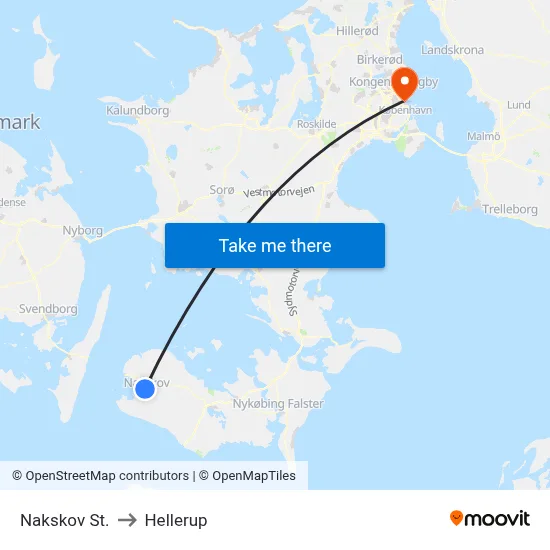 Nakskov St. to Hellerup map