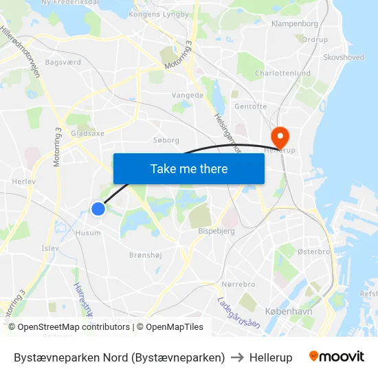 Bystævneparken Nord (Bystævneparken) to Hellerup map