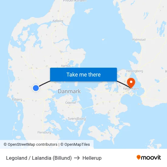 Legoland / Lalandia (Billund) to Hellerup map