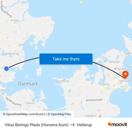 Vitus Berings Plads (Horsens Kom) to Hellerup map