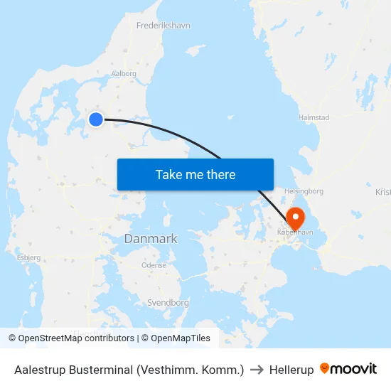 Aalestrup Busterminal (Vesthimm. Komm.) to Hellerup map