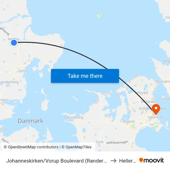 Johanneskirken/Vorup Boulevard (Randers Kom) to Hellerup map