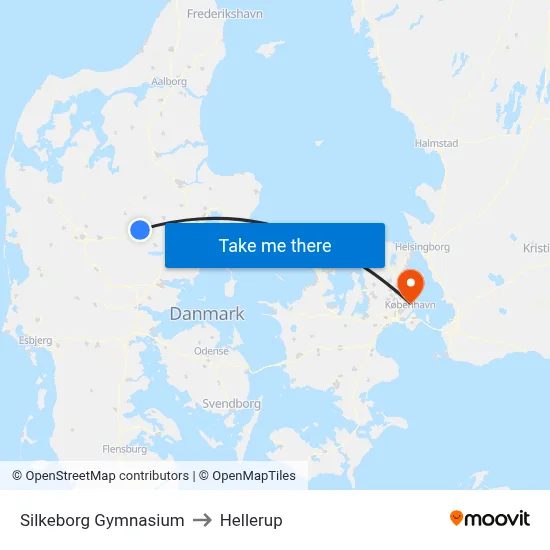 Silkeborg Gymnasium to Hellerup map