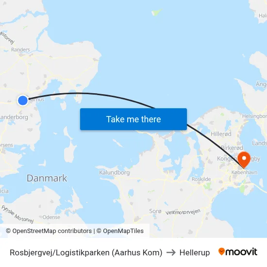 Rosbjergvej/Logistikparken (Aarhus Kom) to Hellerup map
