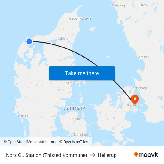 Nors Gl. Station (Thisted Kommune) to Hellerup map