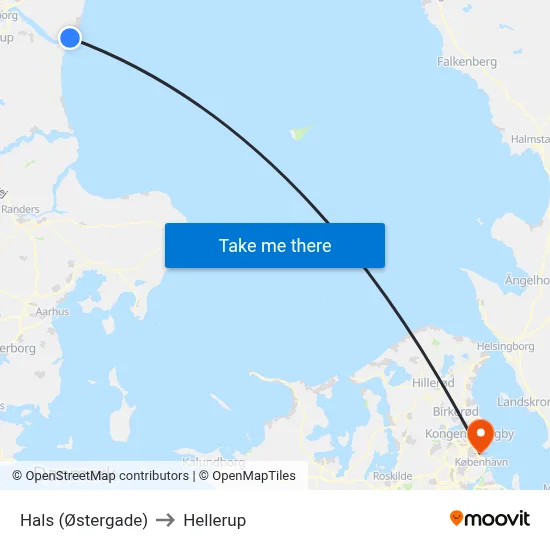Hals (Østergade) to Hellerup map