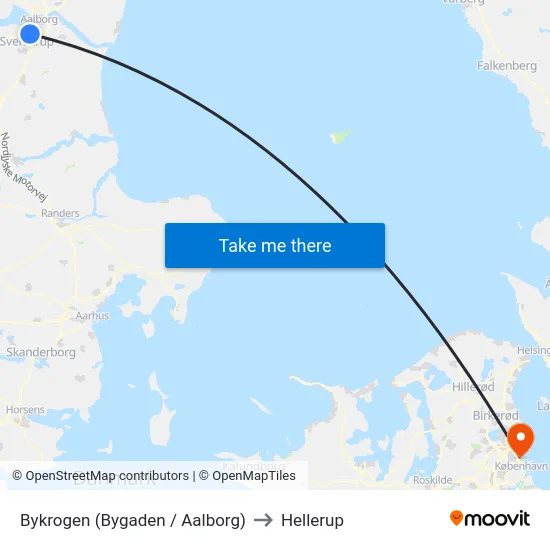 Bykrogen (Bygaden / Aalborg) to Hellerup map