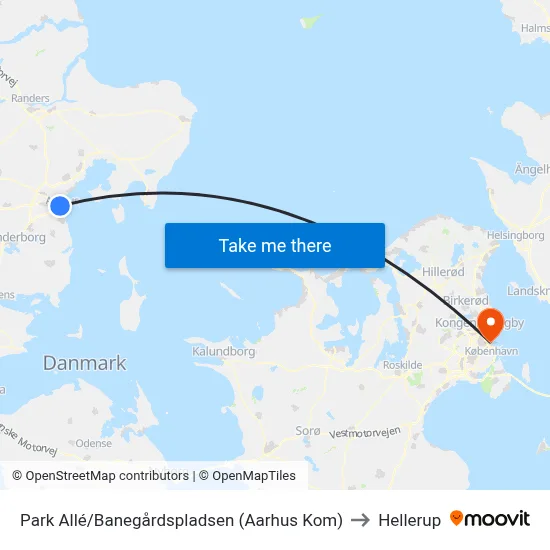 Park Allé/Banegårdspladsen (Aarhus Kom) to Hellerup map