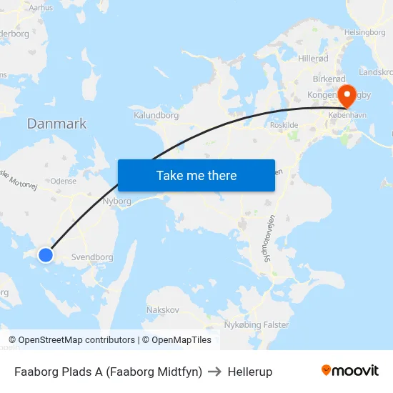 Faaborg Plads A (Faaborg Midtfyn) to Hellerup map