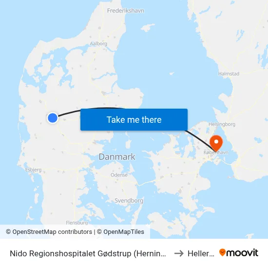 Nido Regionshospitalet Gødstrup (Herning Kom) to Hellerup map